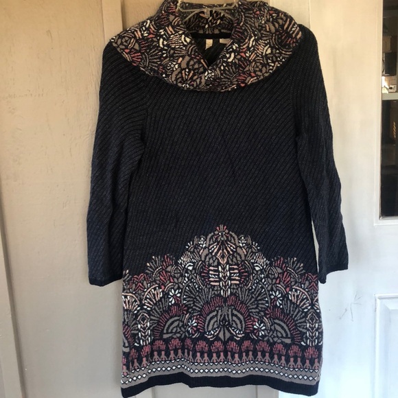 Anthropologie Moth Imperial Garden Cowl Neck Sweater Dress Tunic Womens Size S - Picture 3 of 14